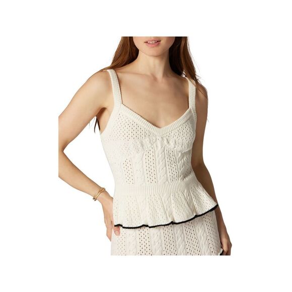 JOIE Tops - JOIE Womens White Knit Sleeveless V Neck Peplum Top XS
